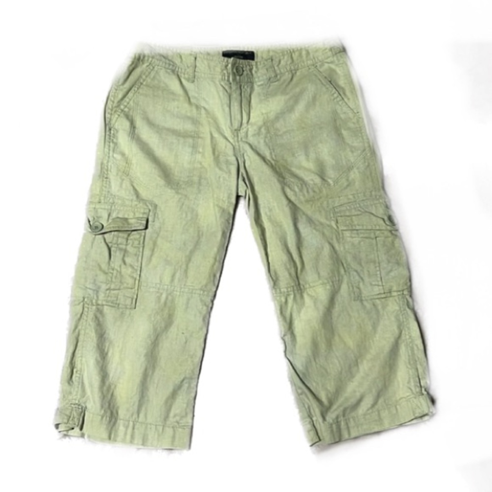 Banana Republic Tan Linen Cargo Capri Pants, Women’s Size 4P.